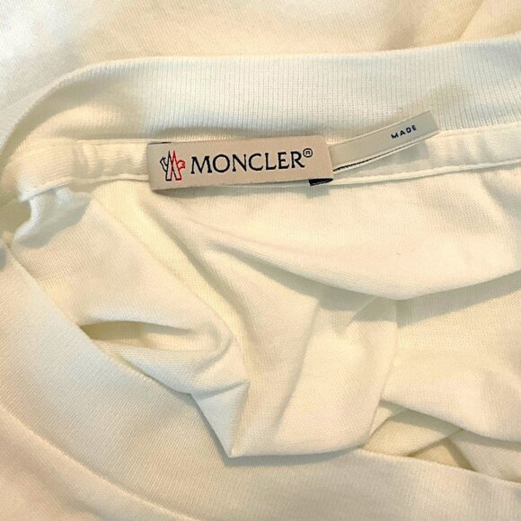 Moncler Rhinestone Logo T-Shirt White Silver Short Sleeve Size L Large Crew Neck - Picture 7 of 14